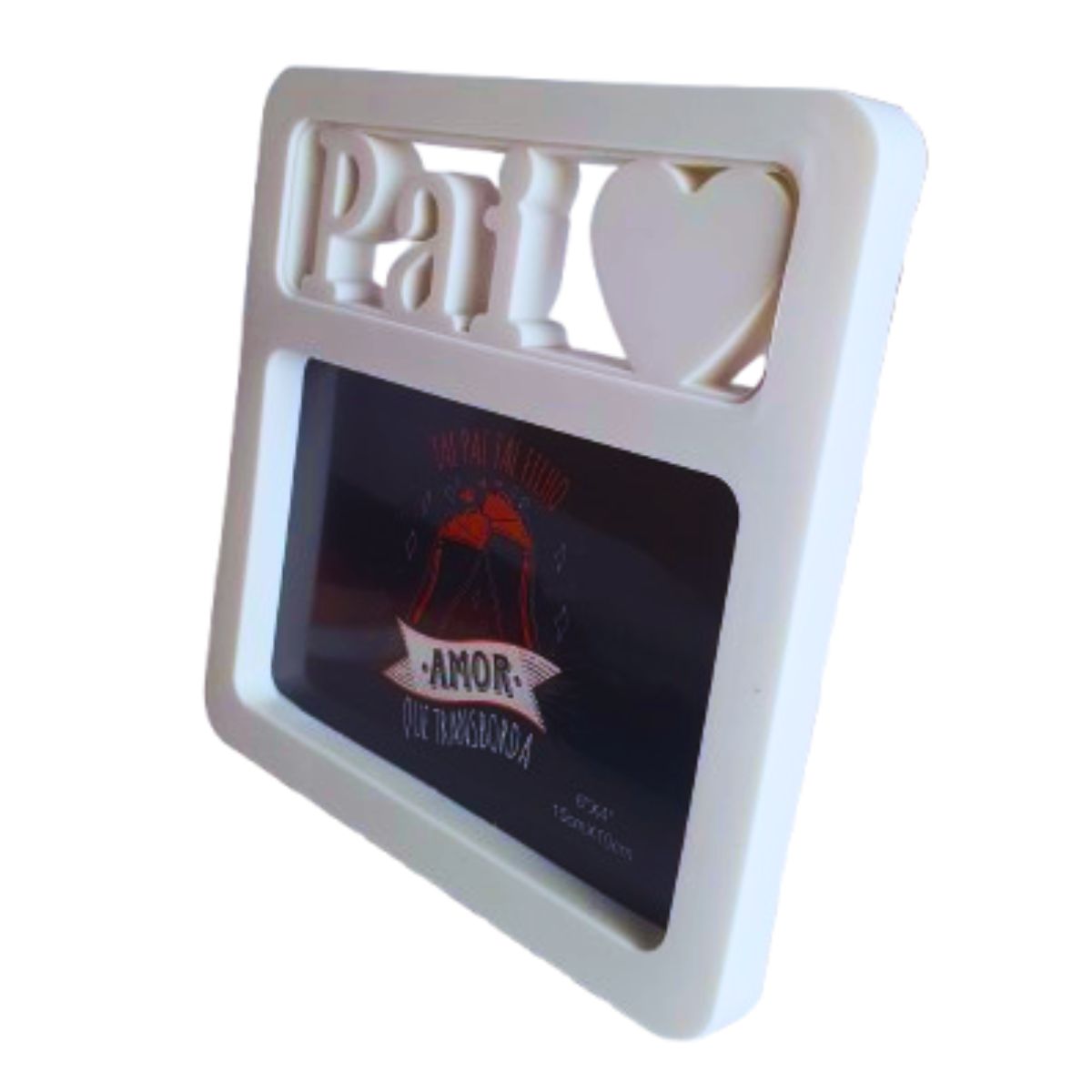 Porta Retrato Pai Decoração Coração / Dia Dos Pais - Branco Porta Retrato Pai Decoração Coração / Dia Dos Pais - Branco